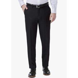 NEW Haggar Mens 34x32 Super Flex Waistband Slim Straight Dress Pants Black